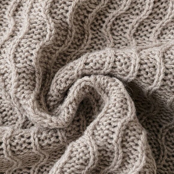 Mocha Brown Casual Womens Turtleneck Drop Shoulder Sweater - Picture 3 of 5